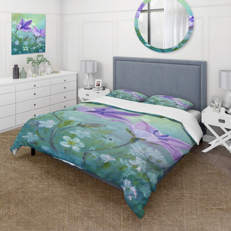 Bellflowers Blooming - Traditional Duvet Cover Set, Queen Duvet Cover + 2 Standard Shams