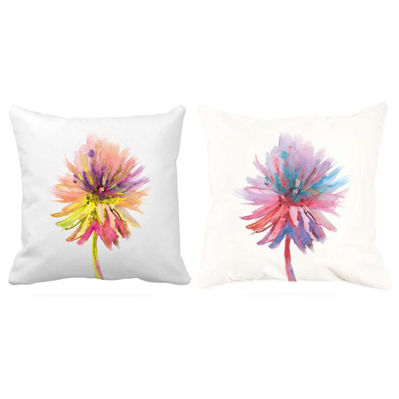 Housse de coussin Flower, Fleur rose, mauve et jaune