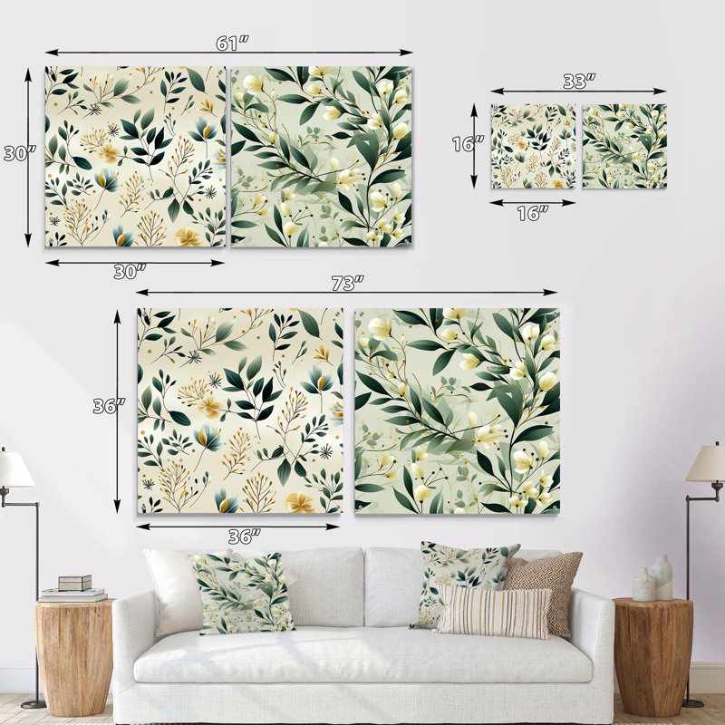 Minimalist Botanicals I - ensemble de 2 verres muraux abstraits en acrylique, H 36 po x l 73 po