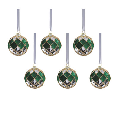 Messina Verde 6-Piece Glass Ornament Set, Ball