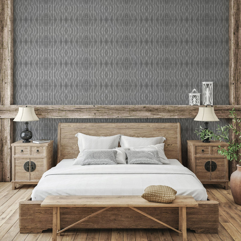 Abra Feather 10' L x 24" W Wallpaper Roll, Faux Grasscloth