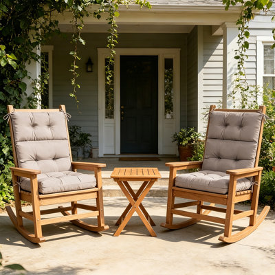 High Back Chair Cushion Set Of 2, Outdoor Seat Back Cushion, Indoor Rocking Pads For Patio, Waterproof Fade Resistant