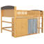 Lit mezzanine double avec armoire de rangement, garde-robe et lumières DEL - Lit pour enfant et adolescent peu encombrant, bois et espresso-1792616110