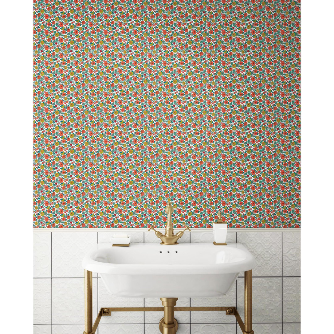 Lieb Floral Ditzy Vine 18.86' x 18" Smooth Peel and Stick Wallpaper Roll Gracie Oaks 