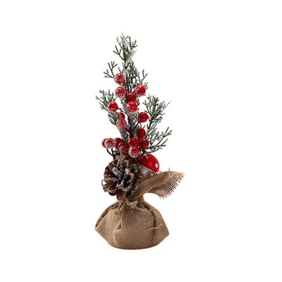PPlastic Artificial Plant Mini Christmas Artificial Tabletop Plants Ornaments Holiday Decor Xmas Desktop Centerpiece For Home Mantel Shelf
