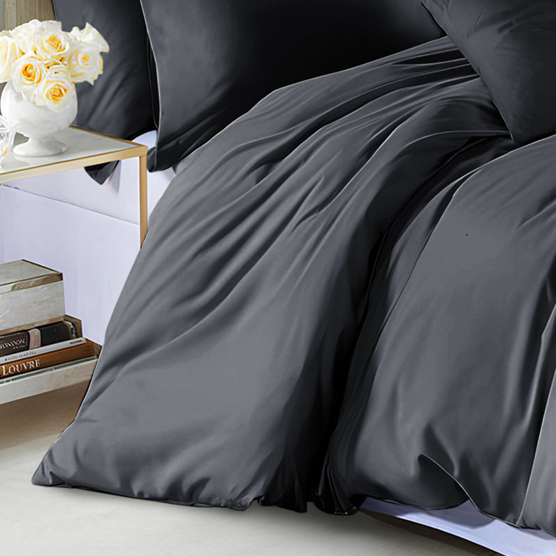Marnisha Microfiber / Polyester Solid Colour Duvet Cover Set with Pillowcases, Double Duvet Cover Set +2 Pieces Included