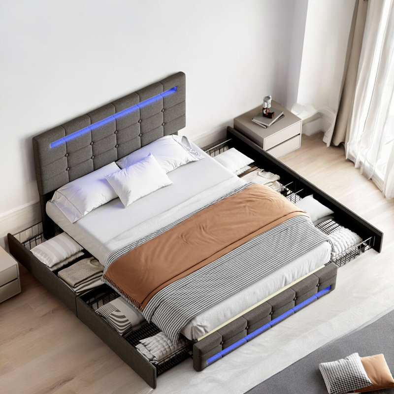 Cutino Upholstered Storage Bed, Grey