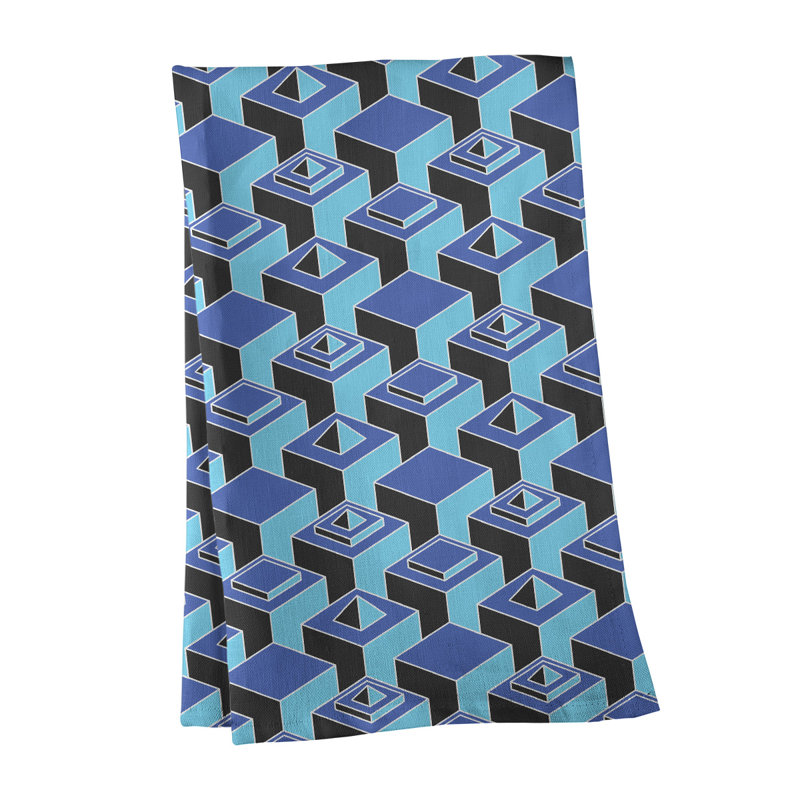 Patricia Geoffrey Tea Towel Kitchen Towel, Blue/Black/Purple, Cotton Twill