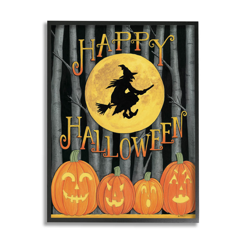Joyeuse Halloween, sorcière de la forêt, AT-169, Giclée encadrée noir minuit, H 14 po x l 11 po x P 1,5 po