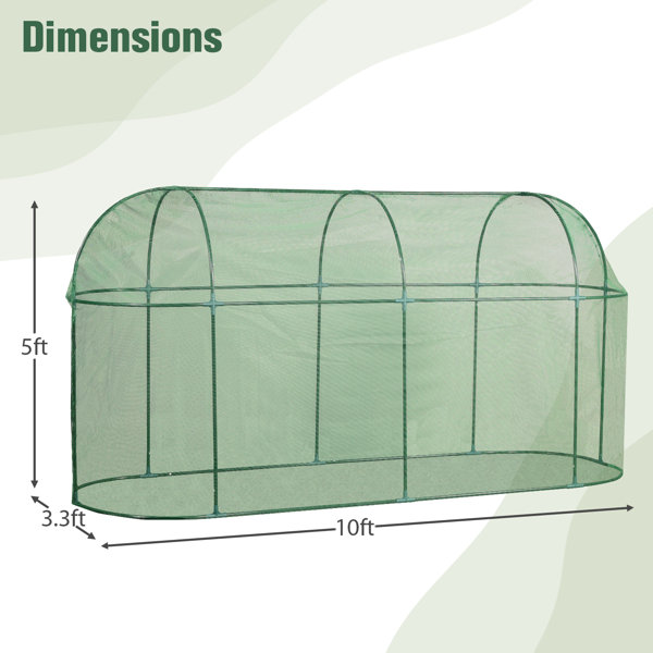 Aoodor Crop Cage 10' x 3.3' x 5' Plant Protection Tent, Fruit Cage Netting Cover