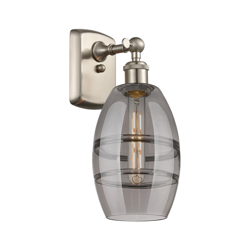 Bettylou Steel Armed Sconce, 9.13" H x 5.88" W x 7.06" D, Light Smoke, Satin Nickel