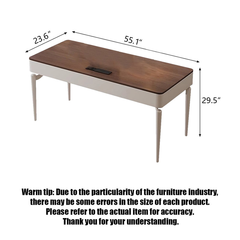 Bureau d'ordinateur Italian Minimalist, H 29,5 po x l 55,1 po x P 23,6 po