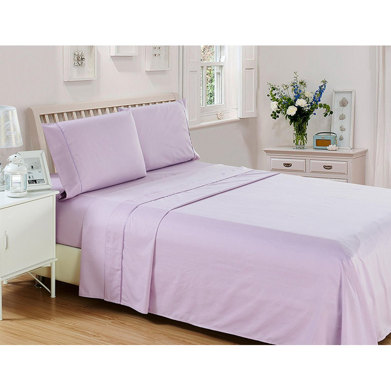Ensemble de literie en microfibre , Ensemble de drap pour lit grand lit avec drap-hous, Lavande