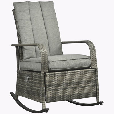 Wicker Outdoor Rocking Recliner With Adjustable Backrest And Footrest, Perfect For Garden, Patio, And Porch Relaxation by Red Barrel Studio