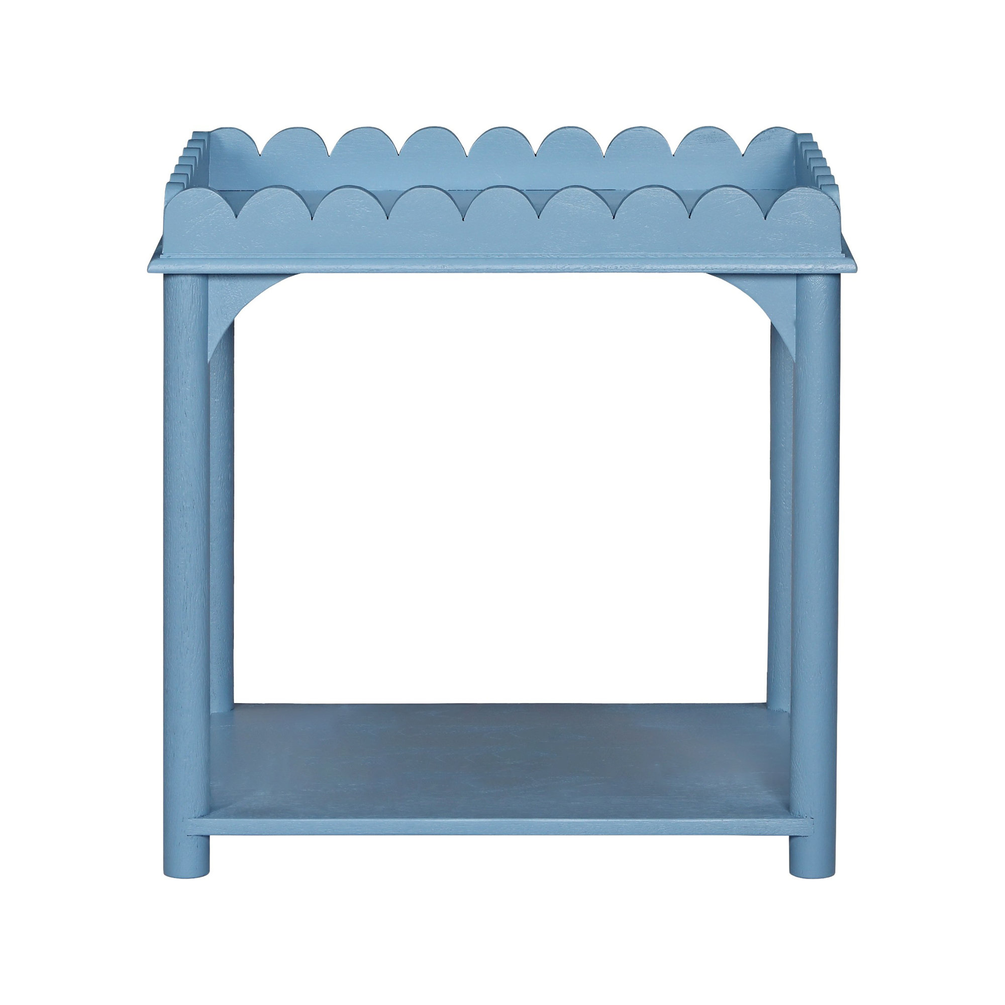 Madeline Scalloped Rectangle Side Table, Light Blue