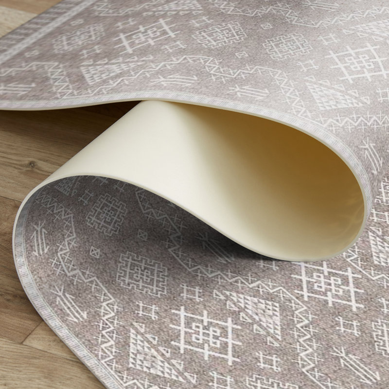 Aztec White Easy to Clean Kitchen Mat, Rectangle 2' x 4' 