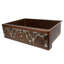 33" Hammered Copper Kitchen Apron Single Basin Sink w/ Vineyard Design and Apron Front Nickel Background with Matching Drain and Accessories