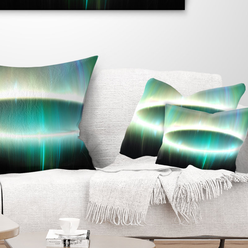 Grand coussin ovale à motif abstrait fractal, Vert
