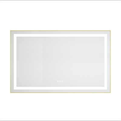 Miroir de salle de bain à DEL avec façade et rétroéclairage, miroir de meuble-lavabo mural avec cadre en aluminium, antibuée, mémoire, 3 couleurs, gradation continue