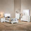 Sok 5pc Twin Bedroom Set, Blue LED Lights, Faux Leather, White Wood-114565893