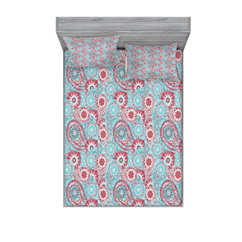 Microfiber Paisley Sheet Set, Full/Double Sheet Set with Fitted Sheet, Paisley