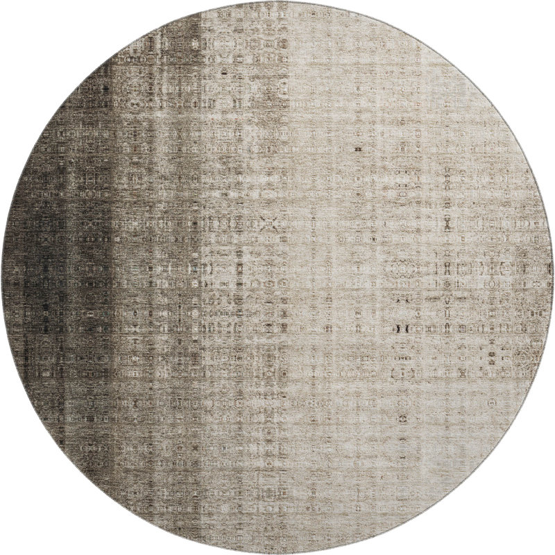 Premium Machine Washable Mayfield AMF2240 Striped Rug, 8' Round, Brown