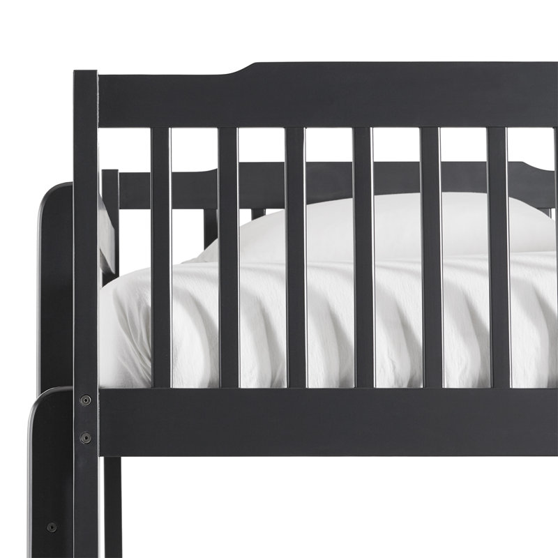 Mulli Kids Twin Over Twin Bunk Bed, Vulcan Black