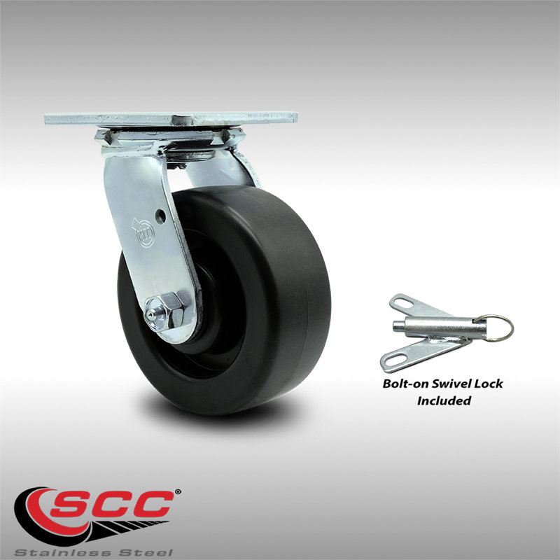 5 Inch SS Polyolefin Swivel Caster with Roller Bearing and Swivel Lock SCC