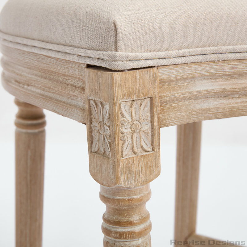 Chaises de salle à manger rembourrées French Country avec dossier rond en rotin naturel, ensemble de 2