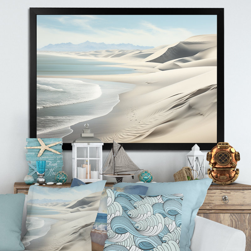 «Coastal Sand Coastal Dunes I», reproduction sur toile, H 12 po x l 20 po x P 1 po, Cadre photo noir
