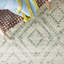 Tapis ivoire / vert à motif géométrique Almus-898396254