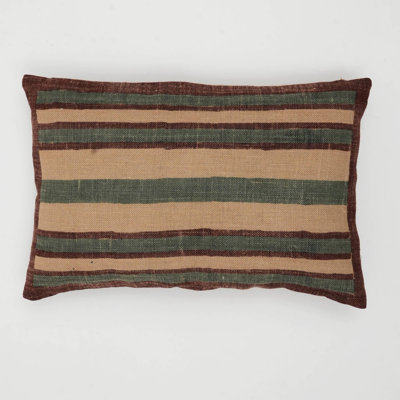 Lumber Pillow | Double-Sided Stripe Pattern Jute Pillow | 24 x 16"