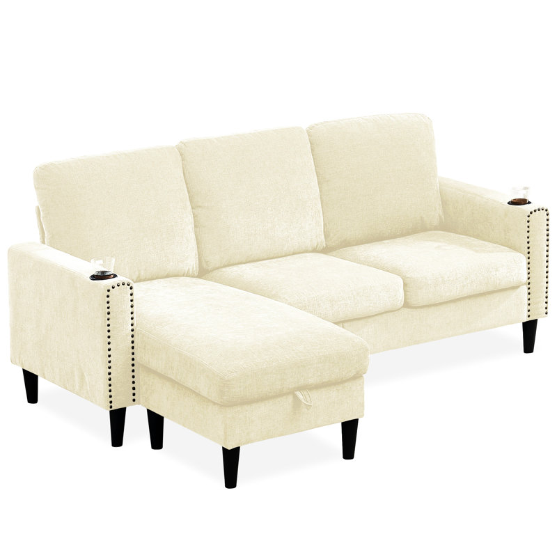Chenille en L avec rangement, 3 places, fonctionnelle pour le salon - Famille de rangement de siège, polyvalente moderne