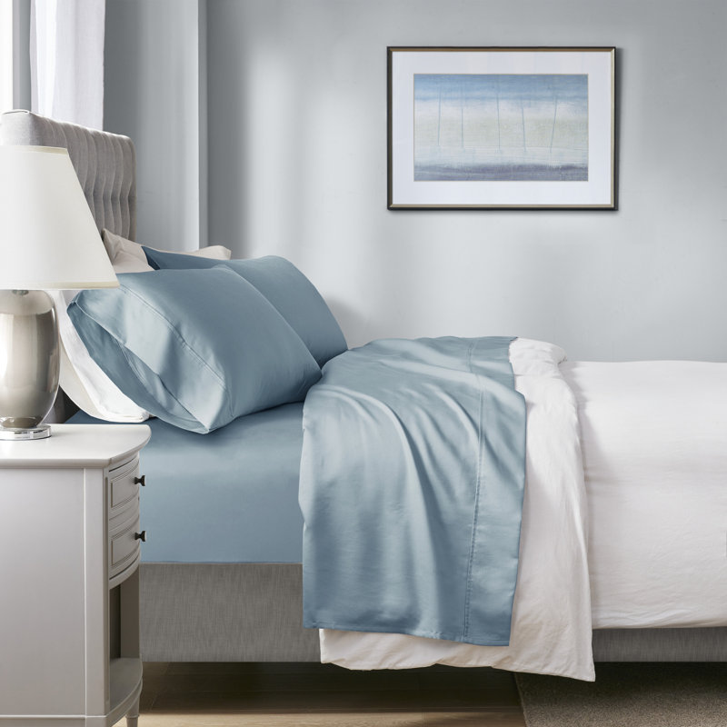 Beautyrest 1000 Thread Count HeiQ Smart Temperature Cotton Blend 4-Piece Sheet Set, Blue