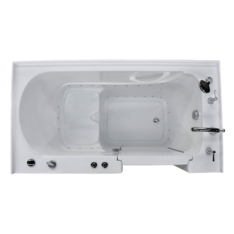 Aspen 60'' x 32'' Air Bathtub with Faucet, Biscuit, Right