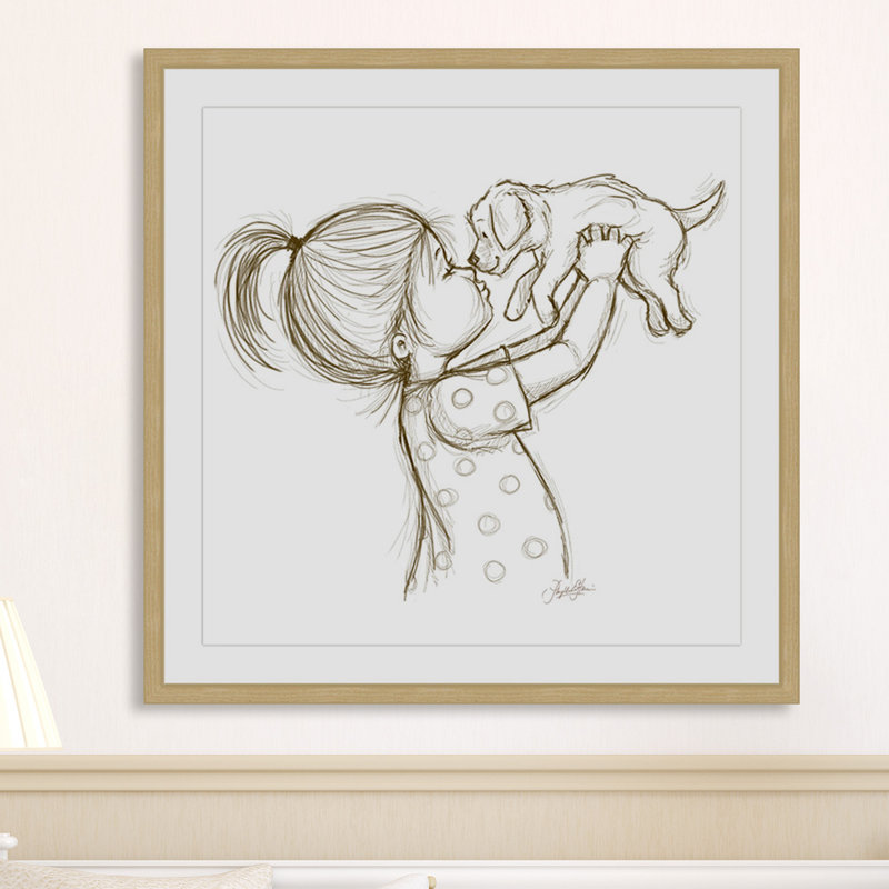 «Girl Loves Puppy», reproduction encadrée, H 12 po x l 12 po x P 1,5 po