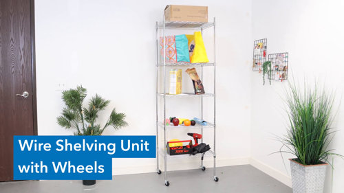 Mount-it! Height Adjustable 5 Tier Wire Shelving With Wheels  Rolling  Garage Shelves, Closet Metal Racks With Shelves And Shelving Or Utility  Shelf : Target