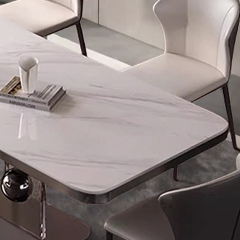 Table et chaise rectangulaire moderne de luxe moderne, H 29,5 po x L 55,1 po x l 31,4 po, Blanc / noir