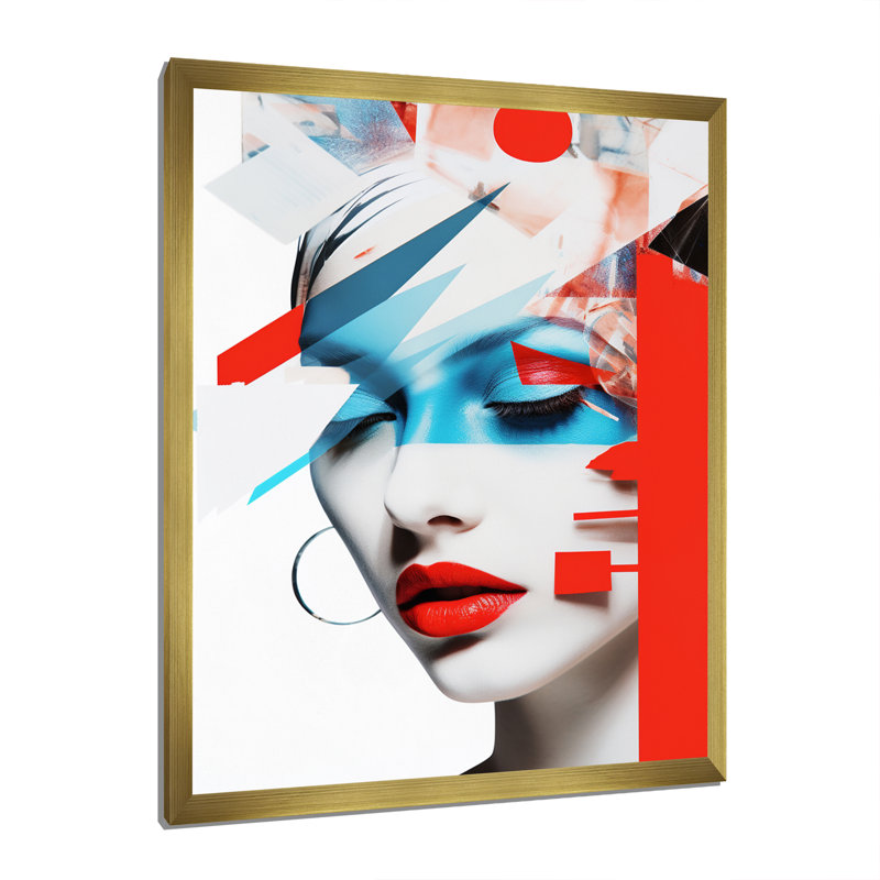 Portrait d'avant-garde - reproduction sur toile, H 32 po x l 24 po x P 1 po, Cadre doré à une seule photo