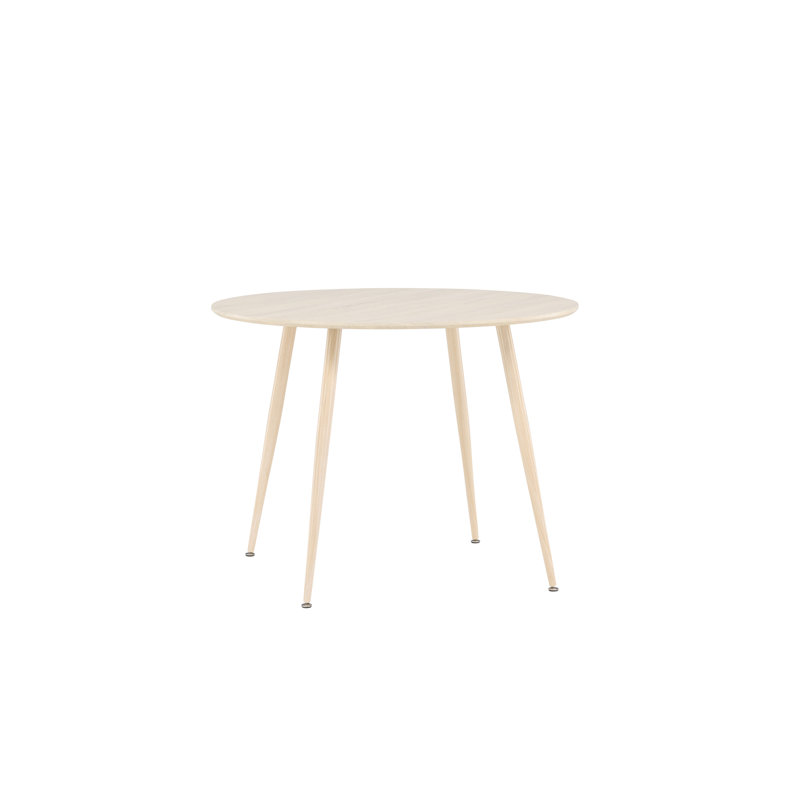 Colm Round Metal Base Dining Table, Whitewash, 75cm H x 100cm L x  100cm W