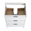 Armoire de salle de bain autoportante 24 po blanc brillant avec 3 tiroirs à fermeture en douceur