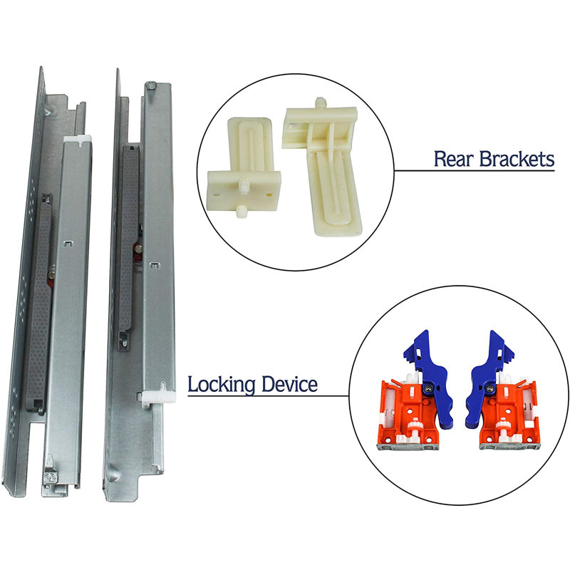 Full Extension 8'' Soft Close Bottom Mount Metal Drawer Slide