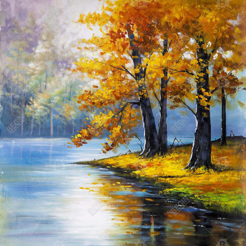 «Deux arbres au bord du lac»