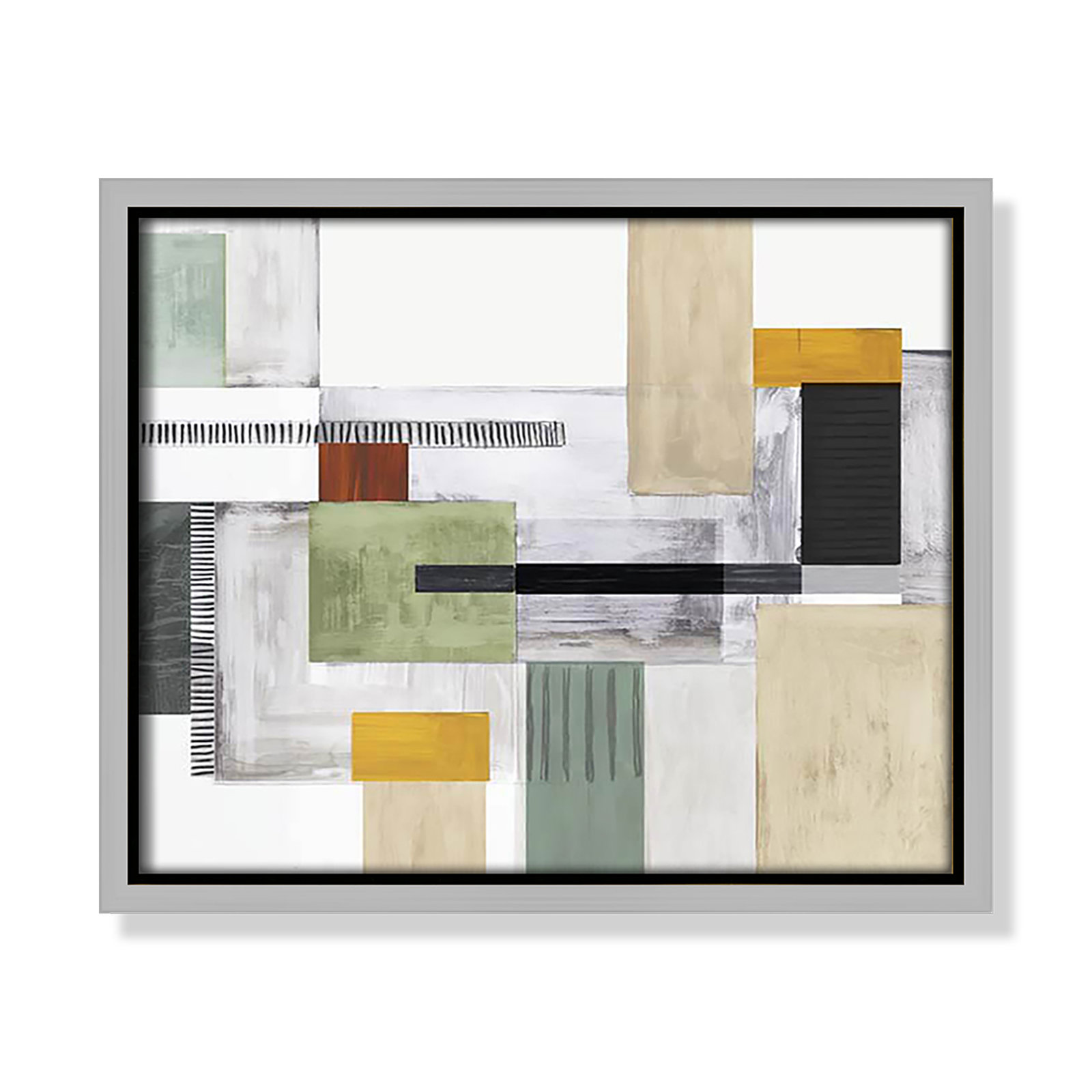 Playful Blocks Print by Tom Reeves, No Mat, Silver Floater Framed, 9.5" H x 11.5" W x 2" D