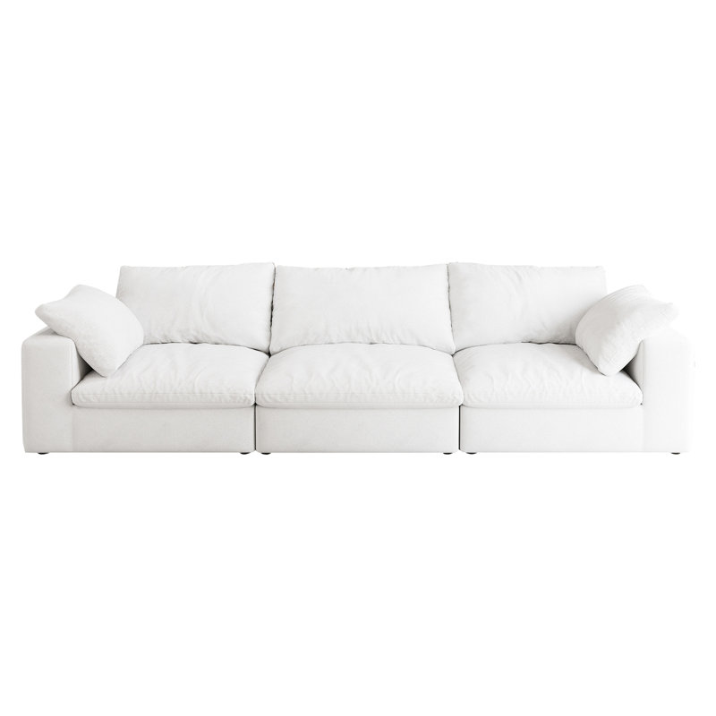 Canapé modulaire surdimensionné surdimensionné à 3 places - Duvet rembourré de coussins en plumes, fermeture à glissière pour un nettoyage facile, confortable et élégant