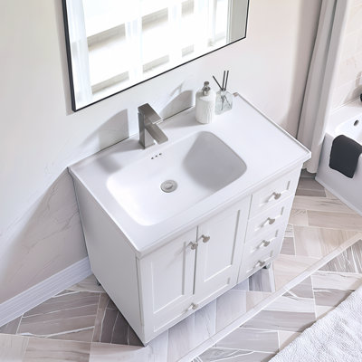 30'' White Modern Free-Standing Single Bathroom Vanity Set