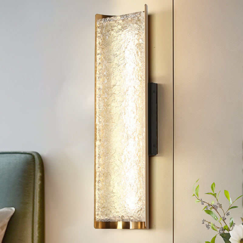 Modern Brass LED Wall Sconce With Water Texture