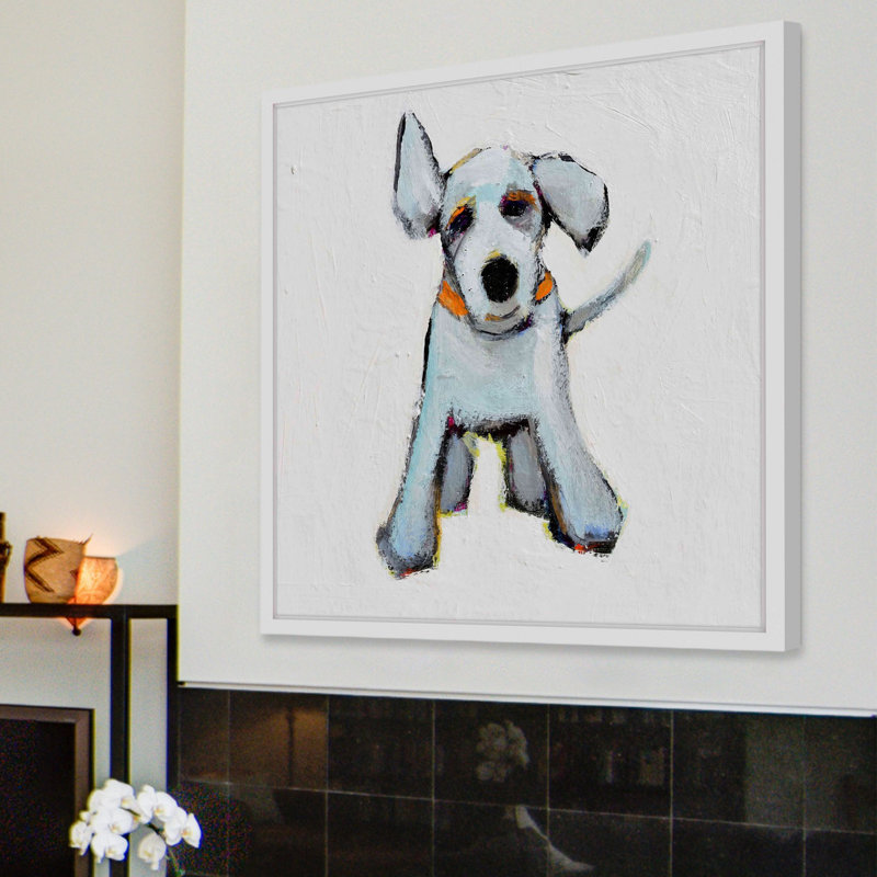 «Small White Pup», reproduction encadrée, H 12 po x l 12 po x P 1,5 po