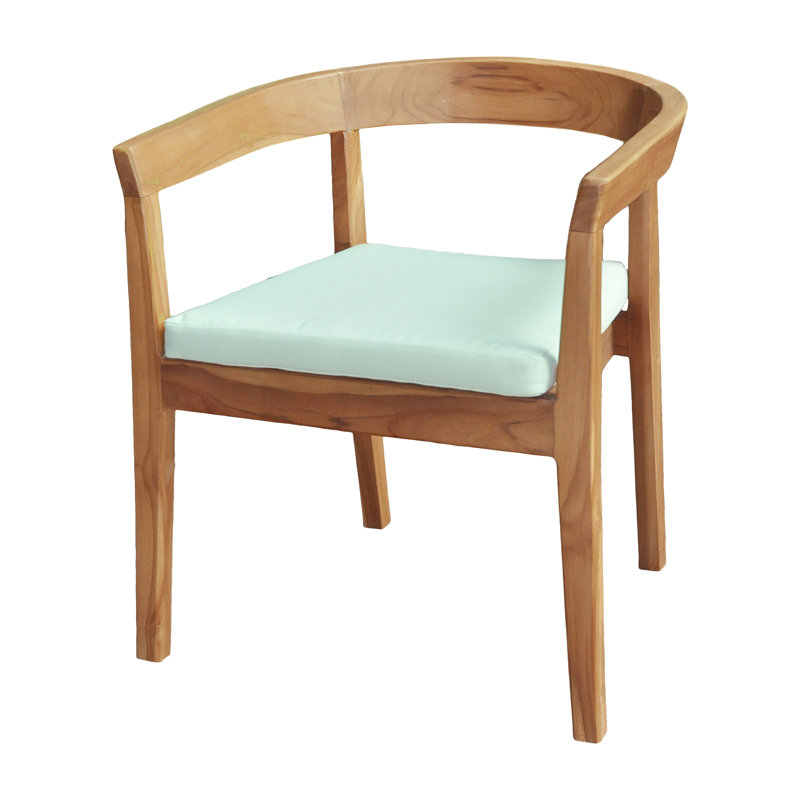 Bali Outdoor Teak Dining Armchair, Antique Beige Sunbrella® Canvas