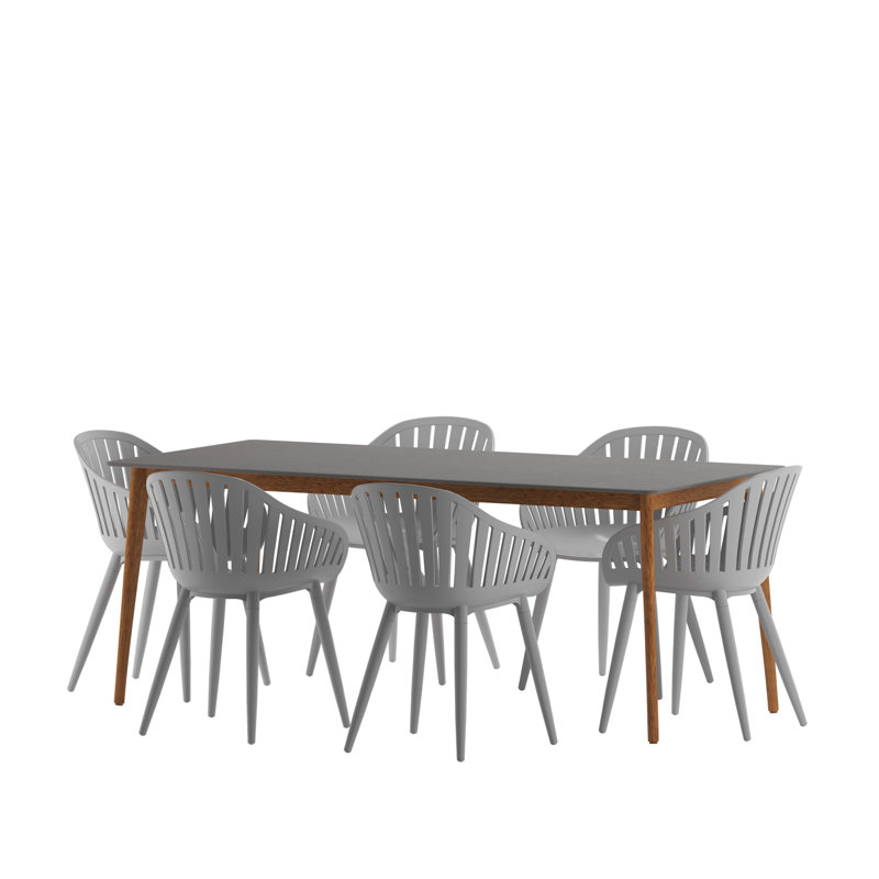 Anautica 6 - Person Patio Dining Set with Rectangular Table, Gray